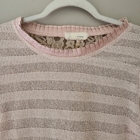a'reve Ruffle and Lace Sweater, Size Large - Picture 2 of 5
